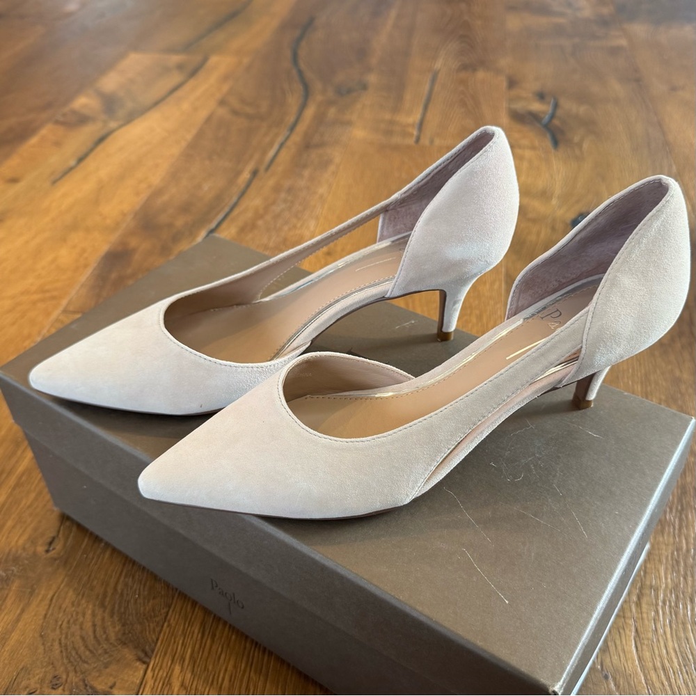 Paolo Cream Suede Heels